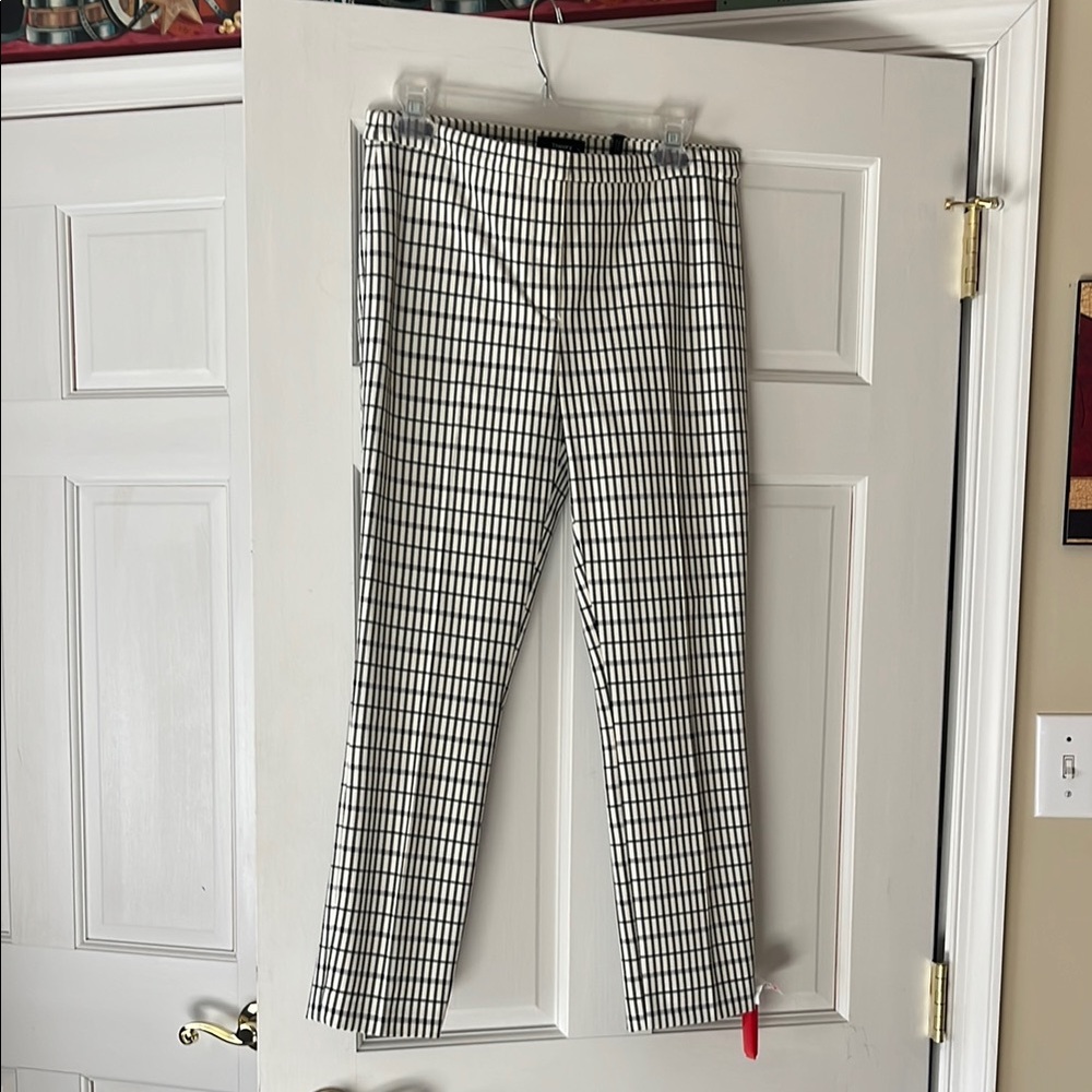 Black and White Checkered Dress Pants with Tailored Fit